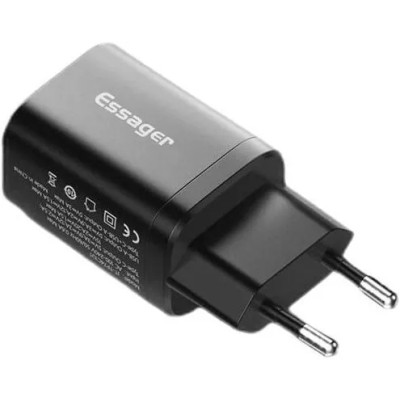 Мережевий зарядний пристрій ESSAGER Journey PD+QC 30W Chager USB A+ Type-C EU (ECTPQS-ZTB01) Black