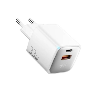 Мережевий зарядний пристрій ESSAGER PoleStar GaN 33W Travel Phone Charger USB A + Type C EU (ECTAC-JXB02-Z) Мережевий зарядний пристрій ESSAGER PoleStar GaN 33W Travel Phone Charger USB A + Type C EU (ECTAC-JXB02-Z)
