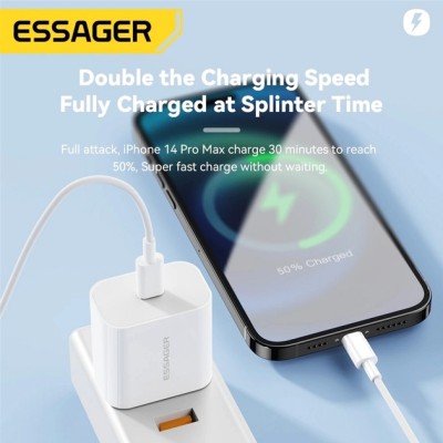 Мережевий Зарядний пристрій Essager Vanjane Travel Phone Charger Set PD20W EU (ECTC-FJB02-P) Мережевий Зарядний пристрій Essager Vanjane Travel Phone Charger Set PD20W EU (ECTC-FJB02-P)