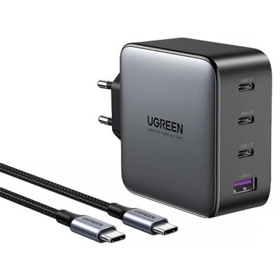 Мережевий Зарядний пристрій UGREEN CD226 USB-A+3xUSB-C 100W GaN Tech Fast Charger with Cable (90575) Grey