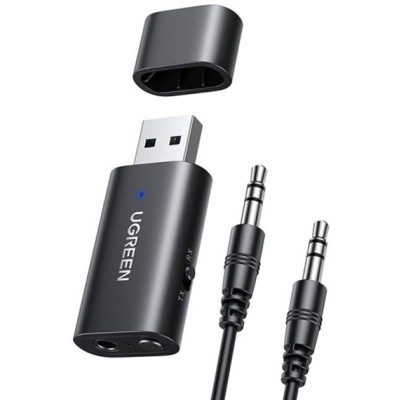Bluetooth-адаптер UGREEN CM523 USB 2.0 to 3.5mm Bluetooth Transmitter/Receiver Adapter with Audio Cable (60300) Black