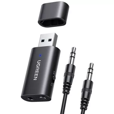 Bluetooth-адаптер UGREEN CM523 USB 2.0 to 3.5mm Bluetooth Transmitter/Receiver Adapter with Audio Cable (60300) Black