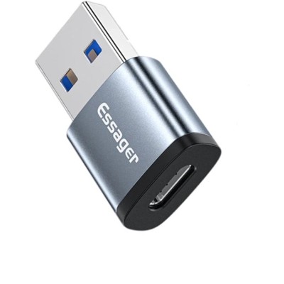 Адаптер ESSAGER Soray OTG (Type-C Female to USB -AMale) USB3.0 Adaptor (EZJCA-SRB0G) Grey