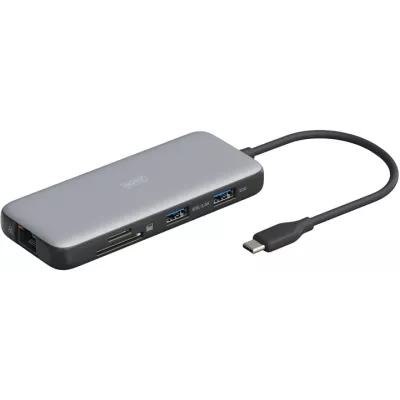 Док-станція USB-C, 8 портів, 2xHDMI, 3xUSB3.0, 1xRJ45, 1xSD, 1xMicroSD, 1xUSB-CPD DA-70915 DIGITUS by ASSMANN