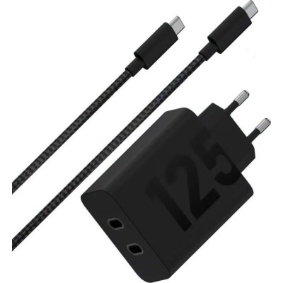 Зарядний пристрій MOTOROLA 125W GaN 2С + кабель 2m (PG38C06632) чорний