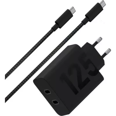 Зарядний пристрій MOTOROLA 125W GaN 2С + кабель 2m (PG38C06632) чорний