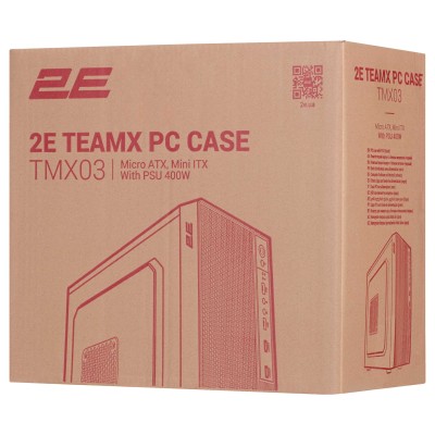 Корпус 2E TeamX TMX03 з БЖ 2E ATX400W, 2xUSB2.0, 1x80мм, VGA 220мм, mATX, чорний (2E-TMX03) Корпус 2E TeamX TMX03 з БЖ 2E ATX400W, 2xUSB2.0, 1x80мм, VGA 220мм, mATX, чорний (2E-TMX03)
