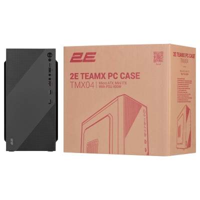 Корпус 2E TeamX TMX04 з БЖ 2E ATX400W, 2xUSB2.0, 1x80мм, VGA 220мм, mATX, чорний (2E-TMX04) Корпус 2E TeamX TMX04 з БЖ 2E ATX400W, 2xUSB2.0, 1x80мм, VGA 220мм, mATX, чорний (2E-TMX04)
