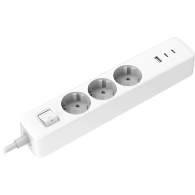 Мережевий фільтр Xiaomi Power Strip, 3 розетки/3USB (1USB-1 + 2 Type-C), 20W, 1.4М, White (BHR07UKEU)