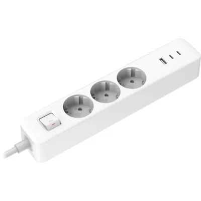Мережевий фільтр Xiaomi Power Strip, 3 розетки/3USB (1USB-1 + 2 Type-C), 20W, 1.4М, White (BHR07UKEU)