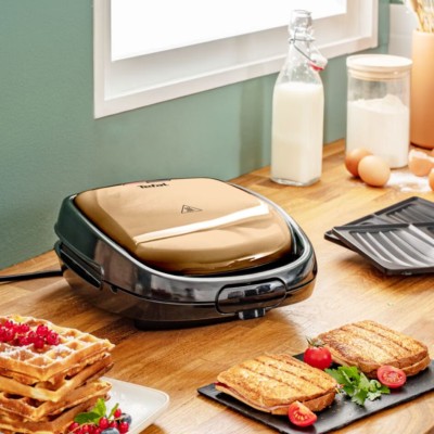 Мультимейкер Tefal Coppertinto 700Вт, тефлон, 2 пластини, корпус-метал, чорно-бронзовий (SW341G10)