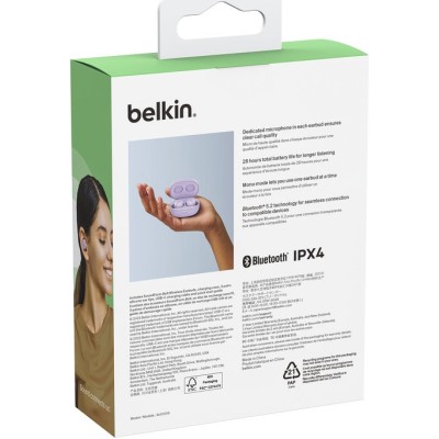 Навушники TWS Belkin Soundform Bolt True Wireless, лаванда (AUC009BTLV)
