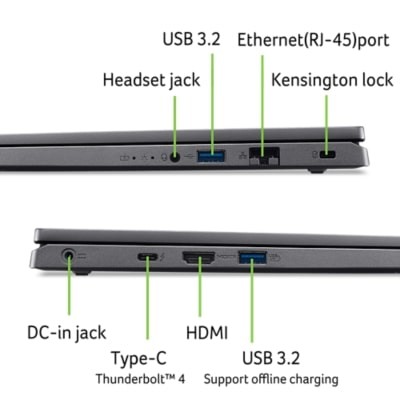 Ноутбук ACER Aspire 16 A16-51GM 16" WUXGA IPS, Intel 7-150U, 16GB, F1TB, NVD2050-4, Lin, сірий (NX.KXPEU.003)