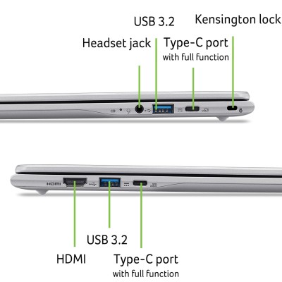 Ноутбук ACER Chromebook CB315-6HT 15.6" FHD IPS Touch, Intel 3-N355, 8GB, F128GB, UMA, ChromeOS, сріблястий (NX.JLYEU.001)