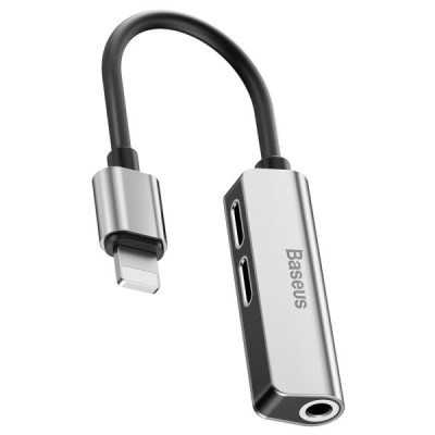 Перехідник Baseus 3-in-1 Lightning To Dual Lightning & 3.5 Mm Female CALL52-S1 Silver/black Перехідник Baseus 3-in-1 Lightning To Dual Lightning & 3.5 Mm Female CALL52-S1 Silver/black