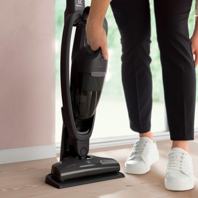 Пилосос Electrolux безпровідний, конт пил -0.3л, автон. робота до 45хв, вага-2.65кг, НЕРА, 2в1, турбо-щітка, 2 насадки, сірий (E