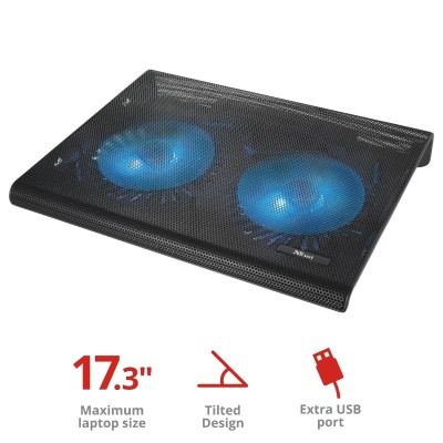 Підставка для ноутбука Trust Azul, до 17.3", 2xUSB-A, BLUE LED, чорний (20104_TRUST)