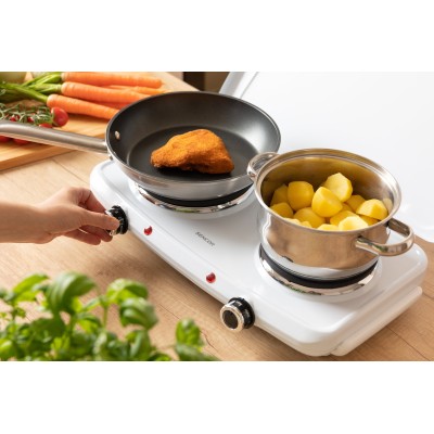 Плитка настільна Sencor електрична, комфорок - 2на 2.5кВт, 15 і 18 см, керування - мех., білий (SCP2271WH-EUE4)