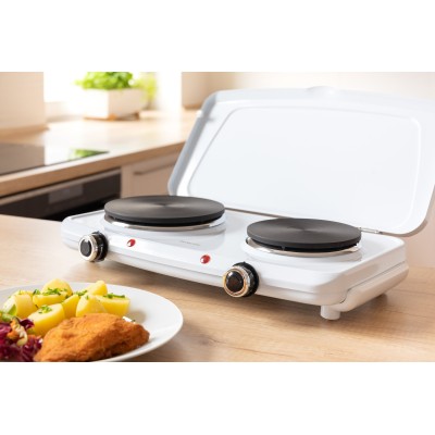 Плитка настільна Sencor електрична, комфорок - 2на 2.5кВт, 15 і 18 см, керування - мех., білий (SCP2271WH-EUE4)