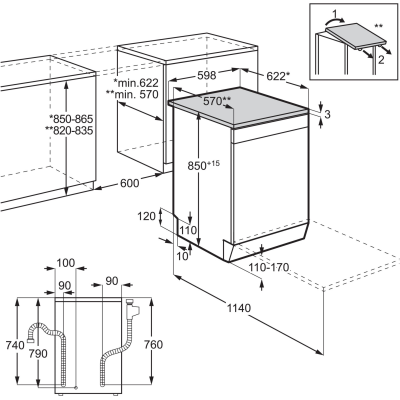 Посудомийна машина Electrolux, 14компл., A+++, 60см, дисплей, інвертор, 3й кошик, нерж (SEM94830SX)