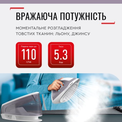 Праска-парогенератор Tefal Express Optimal, 2200Вт, 1200мл, паровий удар -250гр, постійна пара - 110гр, керам. підошва, біло-сір