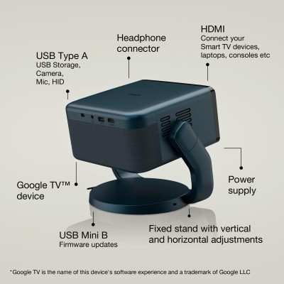 Проєктор Epson EF-22N FHD, 1000 lm, LASER, 1, Google TV, Metallic Blue (V11HB38440)