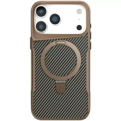 TPU+PC чохол Metal Buttons with MagSafe Carbon Ring для Apple iPhone 17 Pro Max (6.9") Золотий