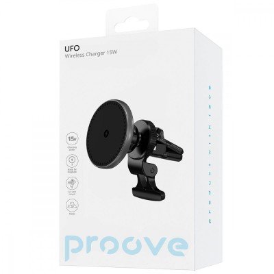 Автомобільний тримач з Бездротовим ЗП Proove UFO 15W (WHUF15020001) black