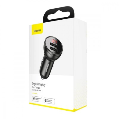 АЗП Baseus Digital Display Dual USB 4.8A Car Charger 24W with Three Primary Colors 3-in-1 (TZCCBX-0G) gray
