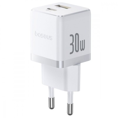 Зарядний Пристрій Baseus Palm Fast Charger Type-C+USB 30W (P1011160A213-00) white