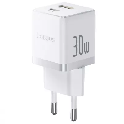 Зарядний Пристрій Baseus Palm Fast Charger Type-C+USB 30W (P1011160A213-00) white