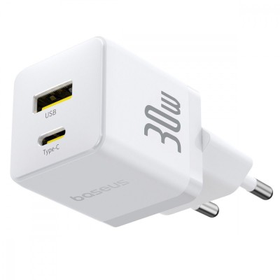 Зарядний Пристрій Baseus Palm Fast Charger Type-C+USB 30W (P1011160A213-00) white Зарядний Пристрій Baseus Palm Fast Charger Type-C+USB 30W (P1011160A213-00) white
