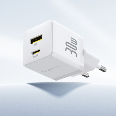Зарядний Пристрій Baseus Palm Fast Charger Type-C+USB 30W (P1011160A213-00) white Зарядний Пристрій Baseus Palm Fast Charger Type-C+USB 30W (P1011160A213-00) white