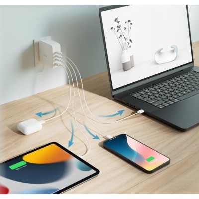 Зарядний пристрій мережевий D-Link DCF-141 140Вт GaN 3хUSB-С, 1xUSB-A, білий Зарядний пристрій мережевий D-Link DCF-141 140Вт GaN 3хUSB-С, 1xUSB-A, білий