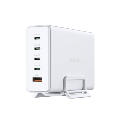 Зарядний пристрій мережевий D-Link DCF-241 240Вт GaN 4хUSB-С, 1xUSB-A, білий Зарядний пристрій мережевий D-Link DCF-241 240Вт GaN 4хUSB-С, 1xUSB-A, білий