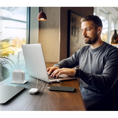 Зарядний пристрій мережевий D-Link DCP-101 100Вт GaN 3хUSB-С, 1xUSB-A, білий