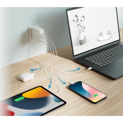 Зарядний пристрій мережевий D-Link DCP-101 100Вт GaN 3хUSB-С, 1xUSB-A, білий