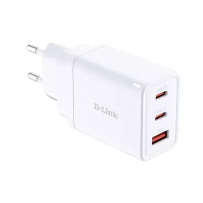 Зарядний пристрій мережевий D-Link DCP-651 65Вт GaN 2хUSB-С, 1xUSB-A, білий
