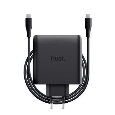 Зарядний пристрій мережевий Trust Maxo 100Вт, GaN, 2xUSB-C ,PD/PPS, чорний Зарядний пристрій мережевий Trust Maxo 100Вт, GaN, 2xUSB-C ,PD/PPS, чорний
