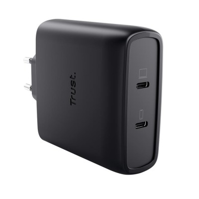 Зарядний пристрій мережевий Trust Maxo 100Вт, GaN, 2xUSB-C ,PD/PPS, чорний Зарядний пристрій мережевий Trust Maxo 100Вт, GaN, 2xUSB-C ,PD/PPS, чорний