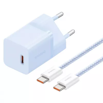 Зарядний Пристрій Baseus GaN5 Mini Fast Charger Type-C 30W (With Cable Type-C to Type-C 100W 1m) (P10110902313-00) blue