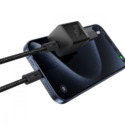 Зарядний Пристрій Baseus GaN5 Mini Fast Charger Type-C 30W (With Cable Type-C to Type-C 100W 1m) (P10110902313-00) blue Зарядний Пристрій Baseus GaN5 Mini Fast Charger Type-C 30W (With Cable Type-C to Type-C 100W 1m) (P10110902313-00) blue
