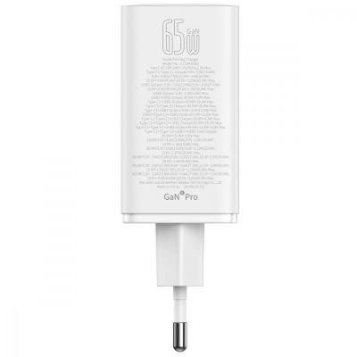Зарядний Пристрій Baseus GaN6 Pro 65W FC 2xUSB-C | 2xUSB-A (P10162701213-00) White