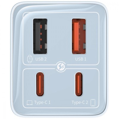 Зарядний Пристрій Baseus GaN6 Pro 65W FC 2xUSB-C | 2xUSB-A (P10162701213-00) White