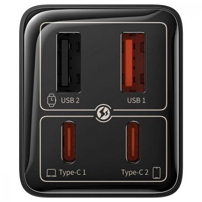 Зарядний Пристрій Baseus GaN6 Pro 65W FC 2xUSB-C | 2xUSB-A (P10162701213-00) White