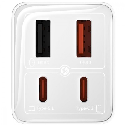 Зарядний Пристрій Baseus GaN6 Pro 65W FC 2xUSB-C | 2xUSB-A (P10162701213-00) White