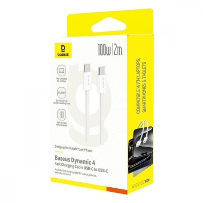 Кабель Baseus Dynamic 4 Fast Charging Type-C to Type-C 100W (2m) (P10381400211-01) white
