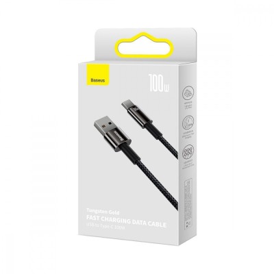 Кабель Baseus Tungsten Gold Fast Charging USB to Type-C 100W (2m) (CAWJ000101) black Кабель Baseus Tungsten Gold Fast Charging USB to Type-C 100W (2m) (CAWJ000101) black
