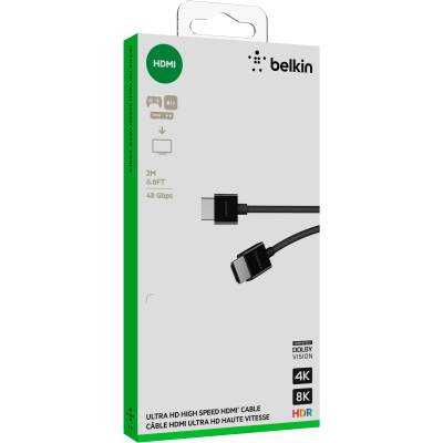Кабель HDMI (M/M) Belkin 2м, 2.1, High Speed Ethernet, чорний (AV10175BT2MBKV2) Кабель HDMI (M/M) Belkin 2м, 2.1, High Speed Ethernet, чорний (AV10175BT2MBKV2)