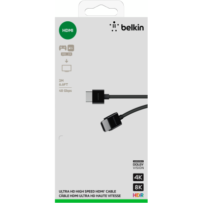 Кабель HDMI (M/M) Belkin 2м, 2.1, High Speed Ethernet, чорний (AV10175BT2MBKV2) Кабель HDMI (M/M) Belkin 2м, 2.1, High Speed Ethernet, чорний (AV10175BT2MBKV2)